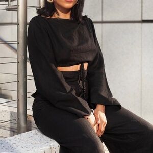 SOLID & STRIPED Black Wide Leg Pants